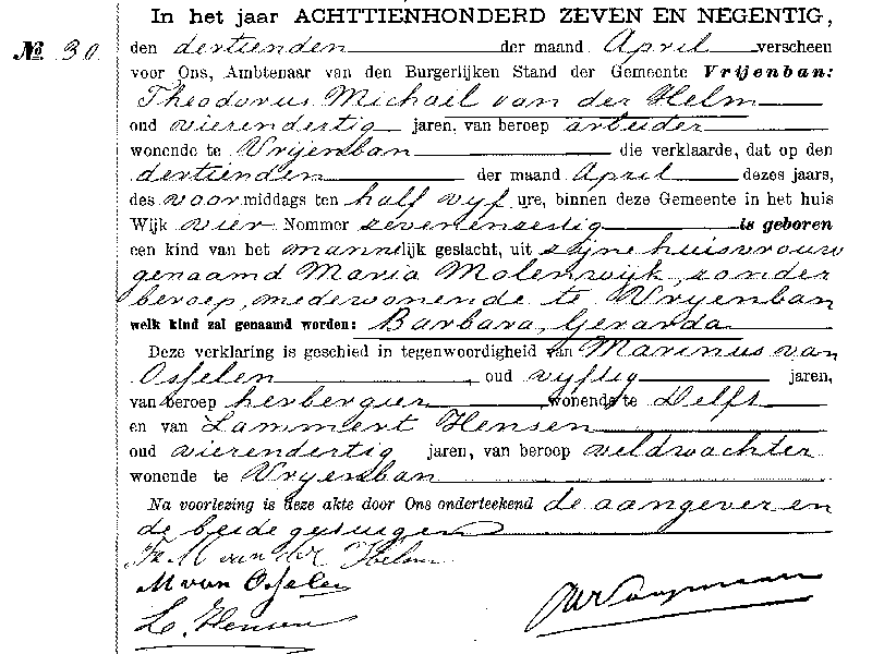 18970413 geb akte 30 Barbara G dv TM vd Helm - M Molenwijk